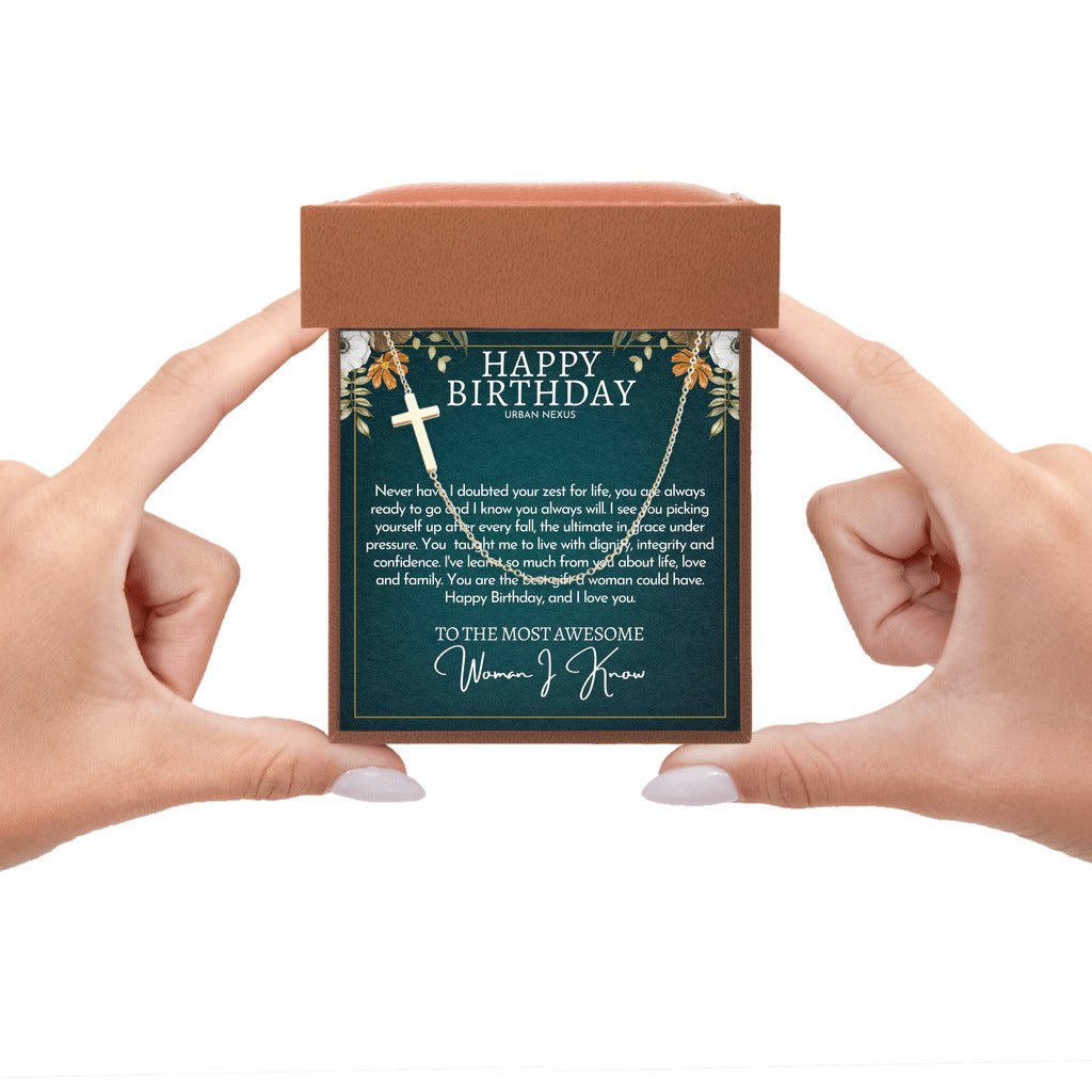 18K Gold Cross Pendant Necklace for Women AM22 | Christian Birthday Gift for Her - Urban Nexus Store