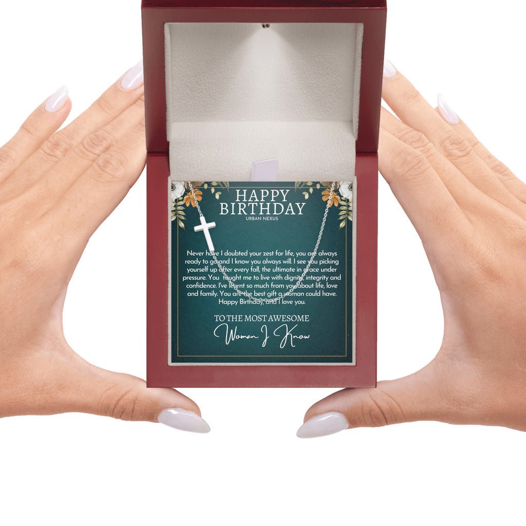 18K Gold Cross Pendant Necklace for Women AM22 | Christian Birthday Gift for Her - Urban Nexus Store