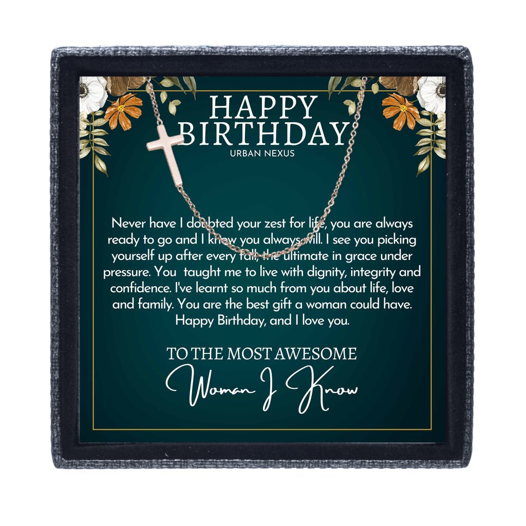 18K Gold Cross Pendant Necklace for Women AM22 | Christian Birthday Gift for Her - Urban Nexus Store