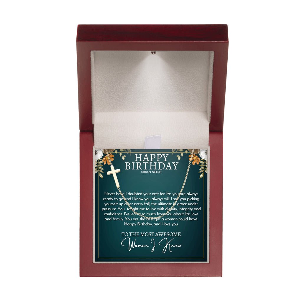 18K Gold Cross Pendant Necklace for Women AM22 | Christian Birthday Gift for Her - Urban Nexus Store