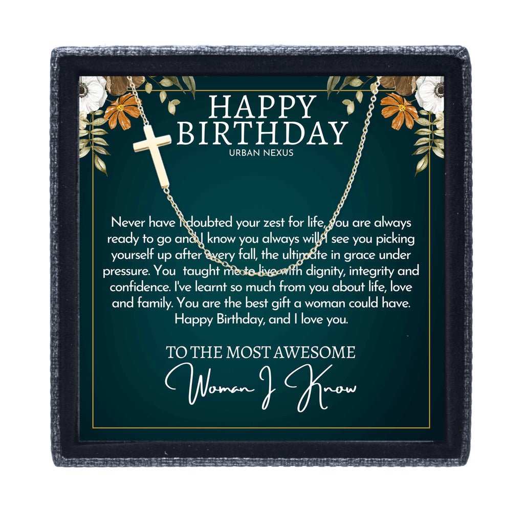 18K Gold Cross Pendant Necklace for Women AM22 | Christian Birthday Gift for Her - Urban Nexus Store