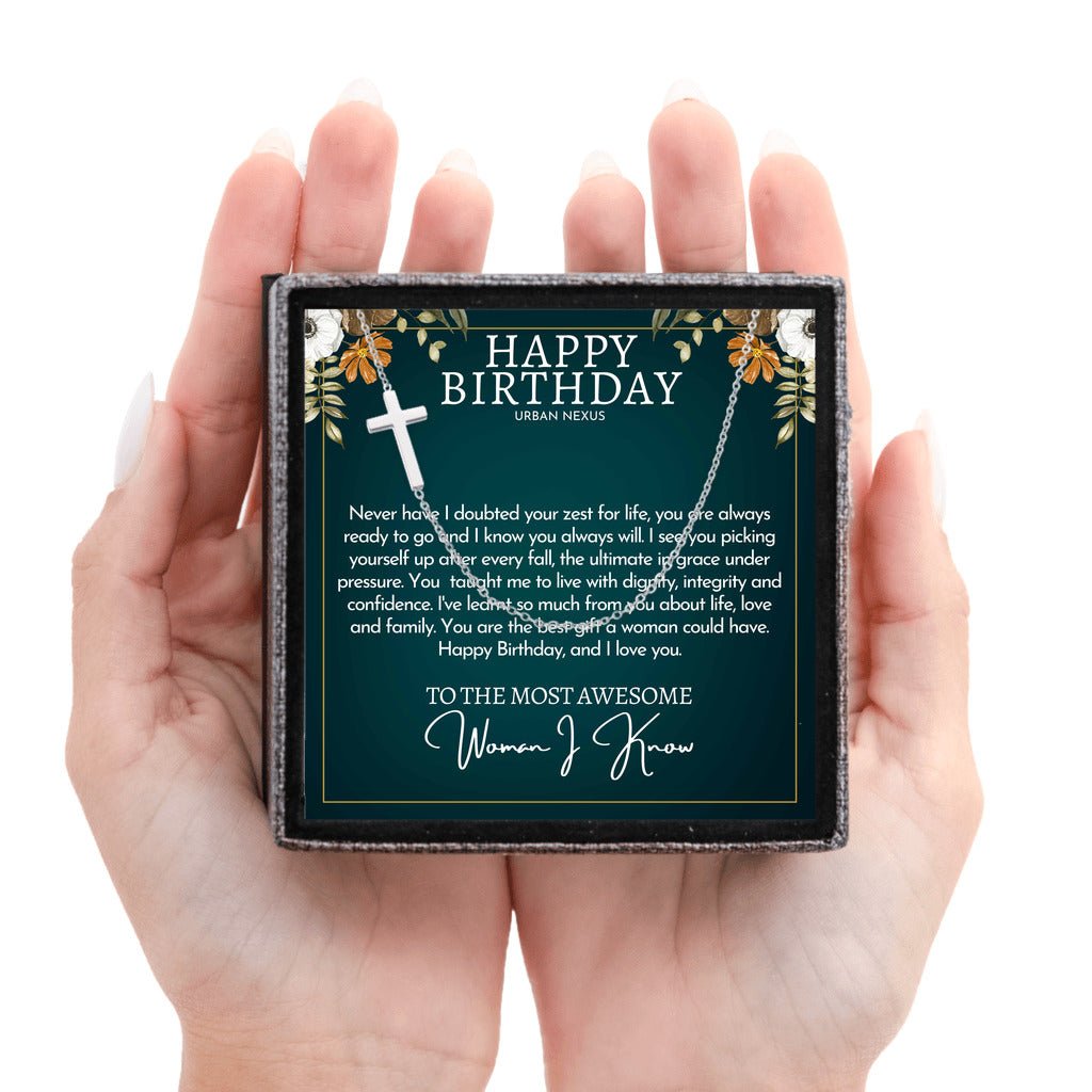 18K Gold Cross Pendant Necklace for Women AM22 | Christian Birthday Gift for Her - Urban Nexus Store