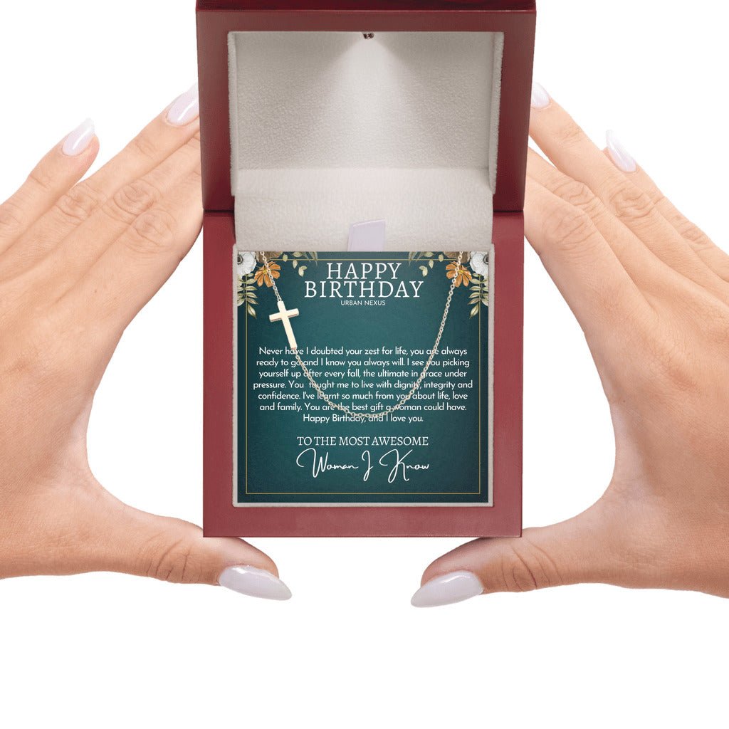 18K Gold Cross Pendant Necklace for Women AM22 | Christian Birthday Gift for Her - Urban Nexus Store