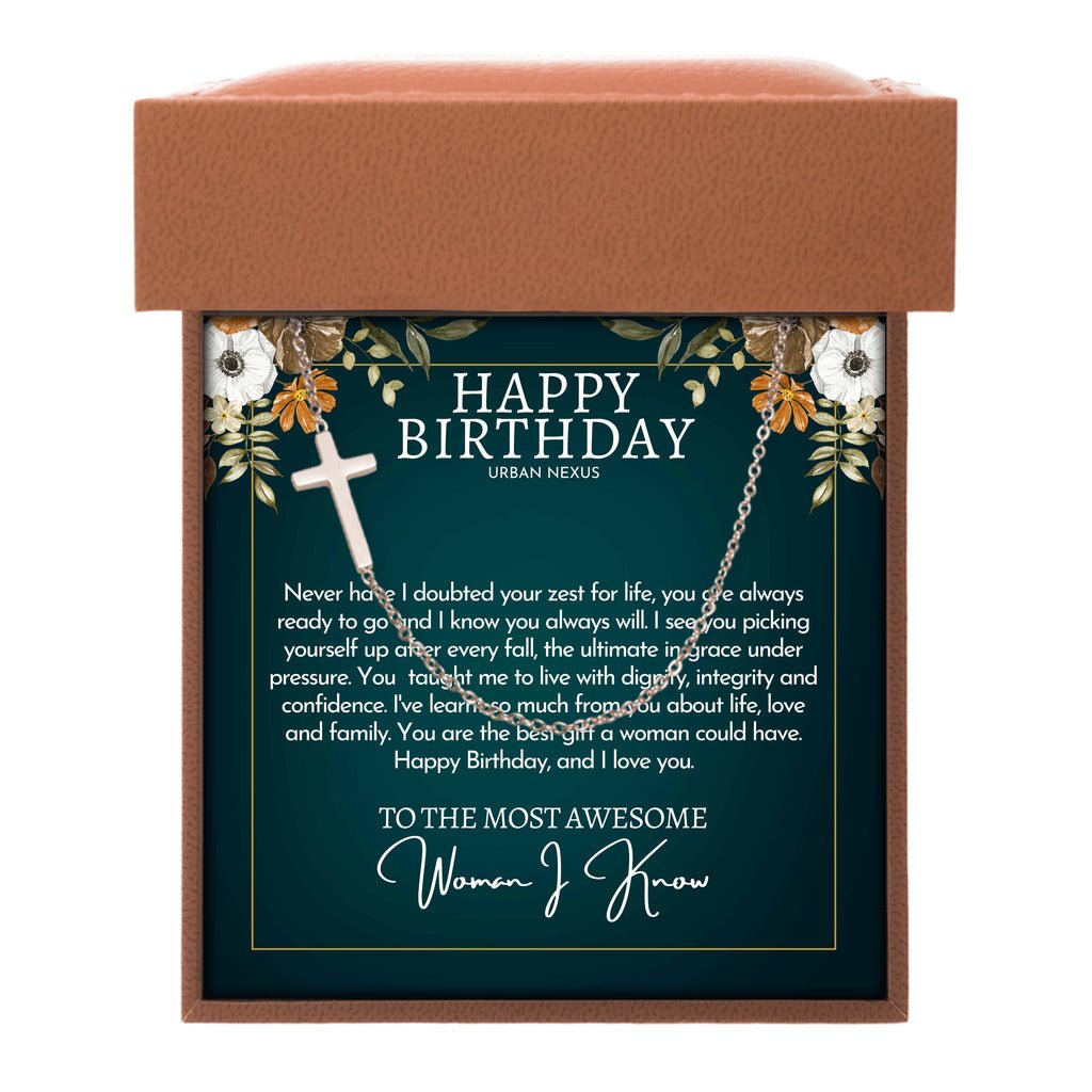 18K Gold Cross Pendant Necklace for Women AM22 | Christian Birthday Gift for Her - Urban Nexus Store