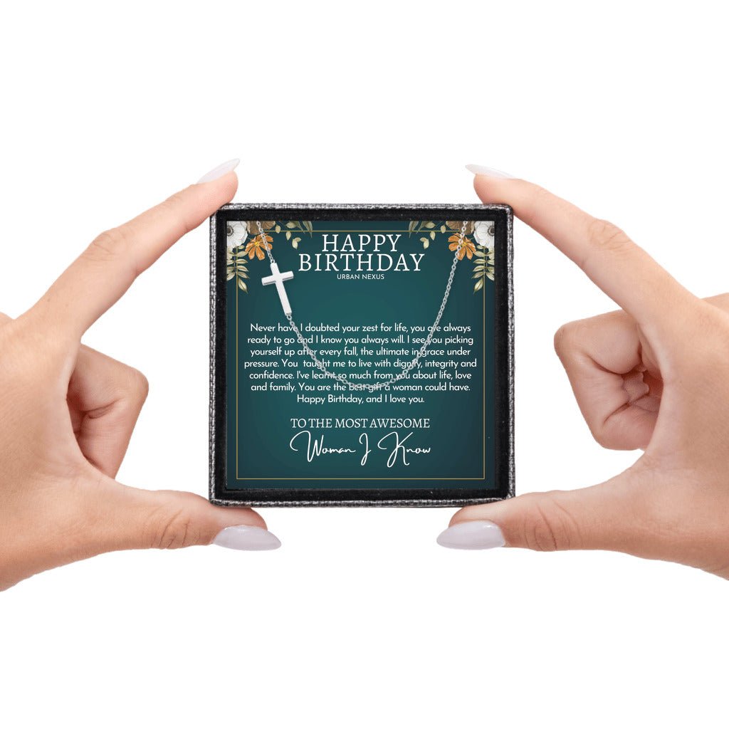 18K Gold Cross Pendant Necklace for Women AM22 | Christian Birthday Gift for Her - Urban Nexus Store