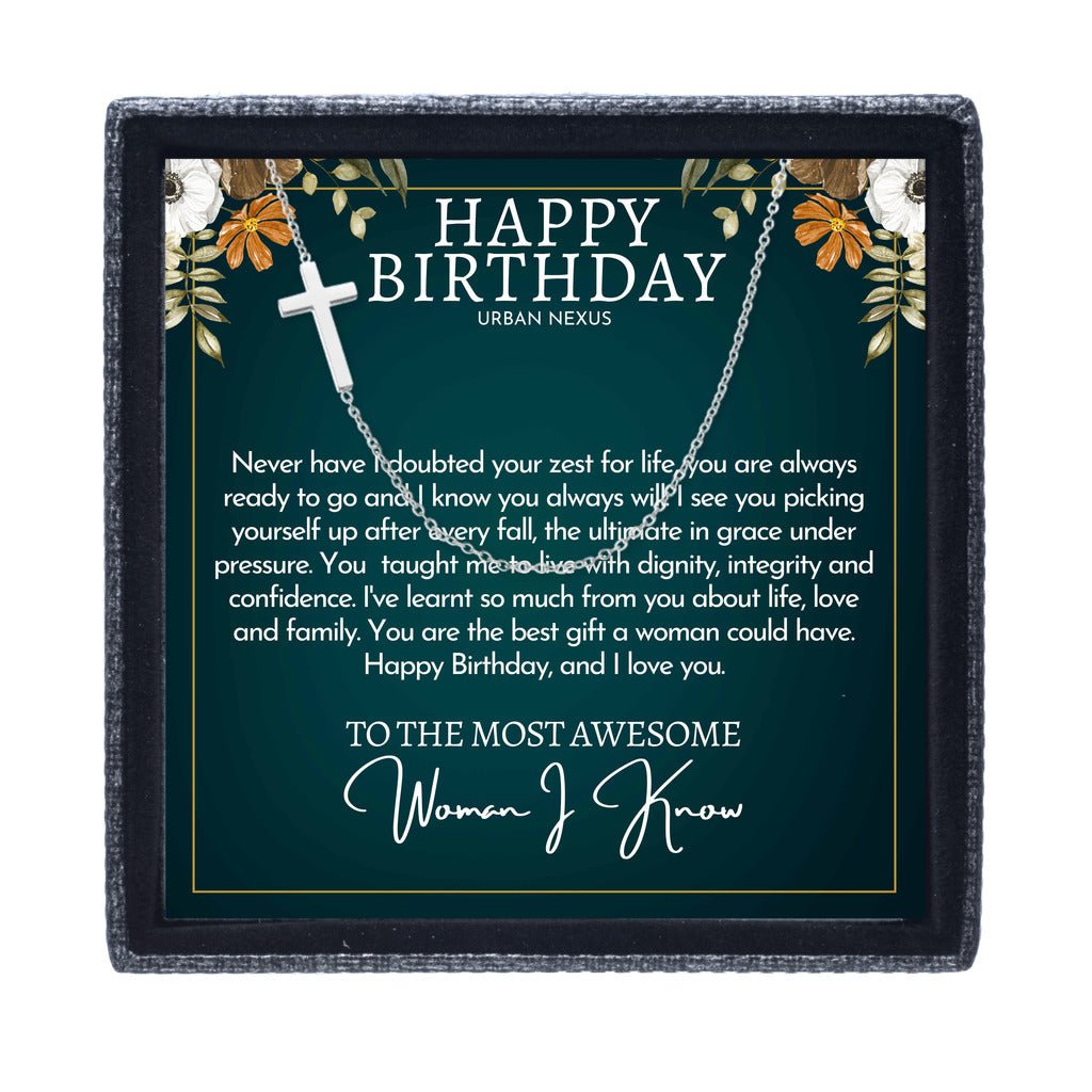 18K Gold Cross Pendant Necklace for Women AM22 | Christian Birthday Gift for Her - Urban Nexus Store