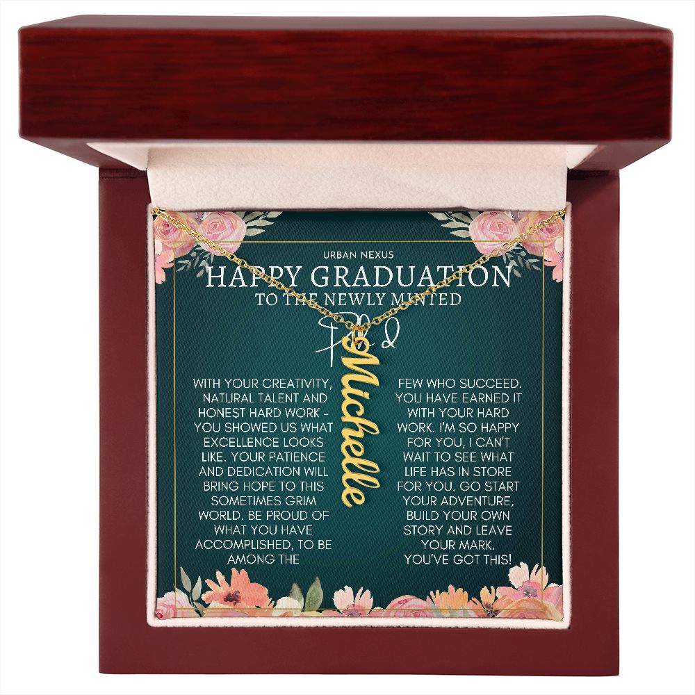 Dangle Name Necklace PHD Graduation Gift For Her AO71 - Urban Nexus Store