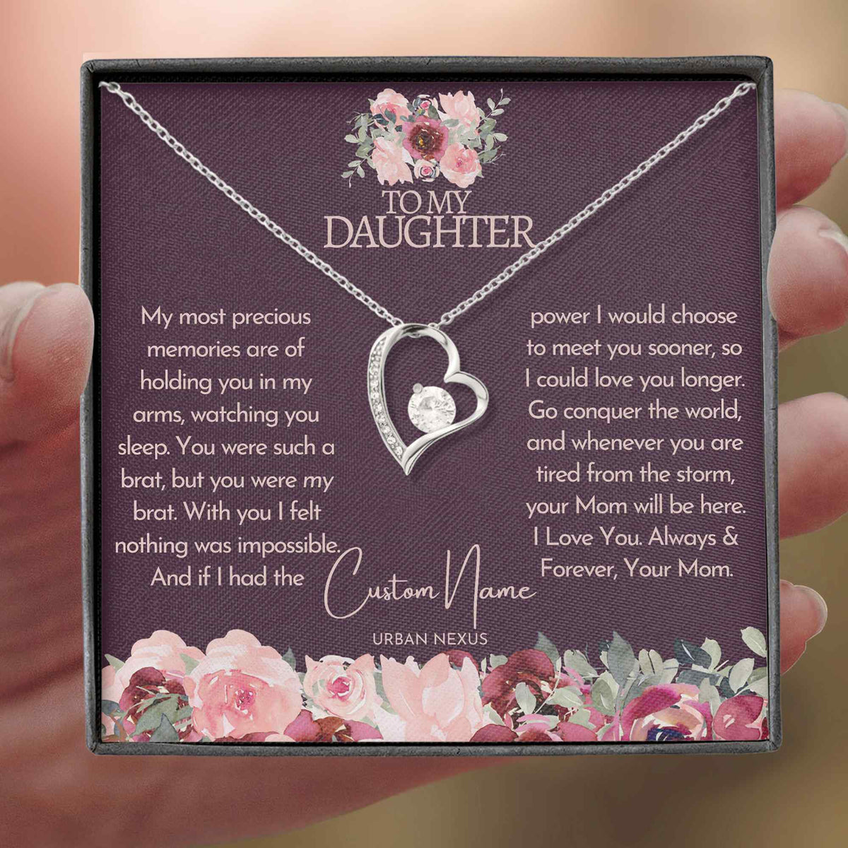 Heart Pendant Necklace - Personalized To My Daughter Jewelry Gift from Dad (HDD) - Urban Nexus Store