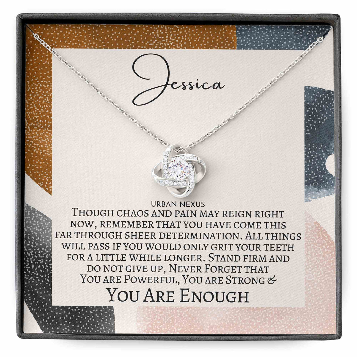 Love Knot Necklace Encouragement Gift - You are Enough Affirmation for Her, Depression Recovery Necklace, Motivation Jewelry, Stay Strong Mental Health Support YWS10 - Urban Nexus Store