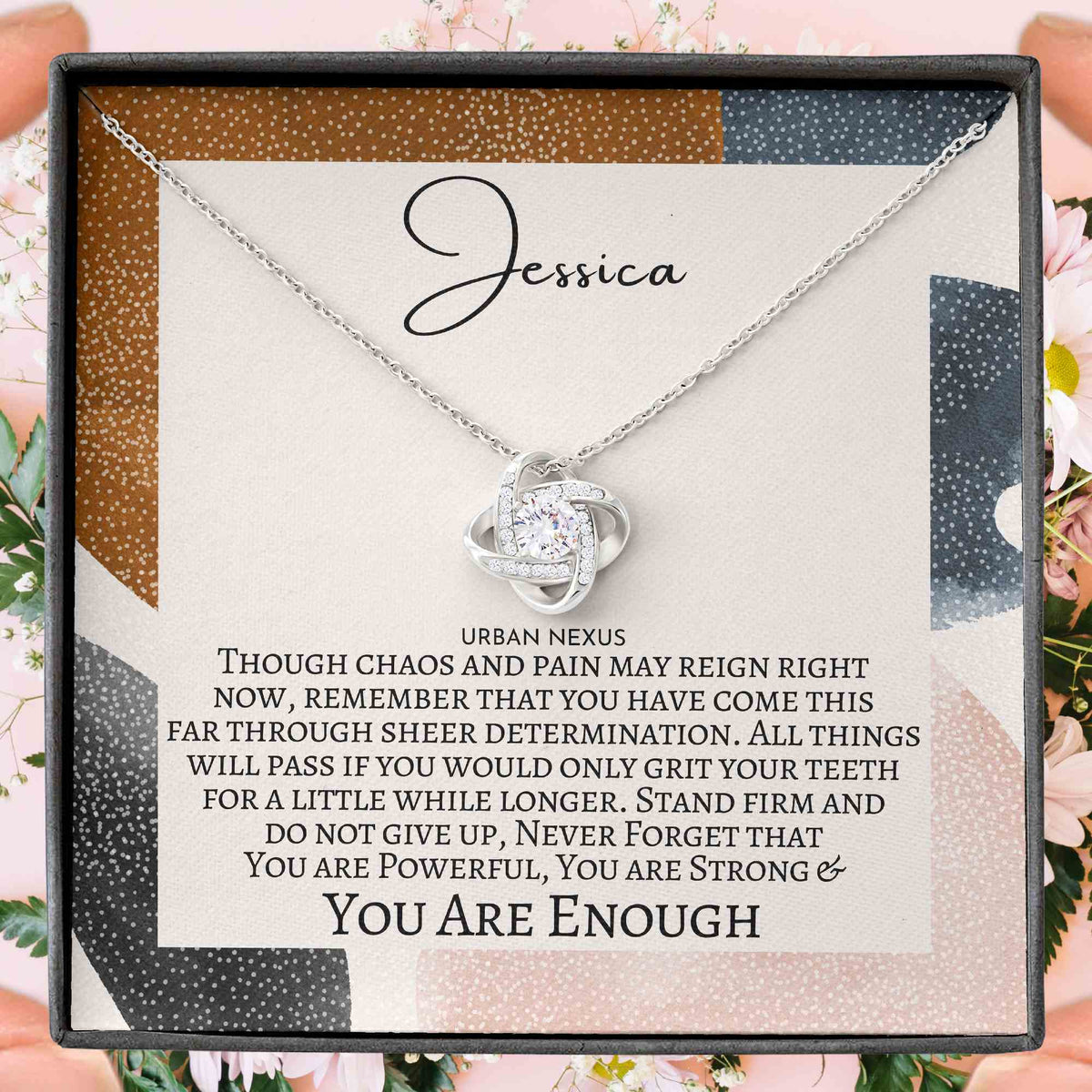 Love Knot Necklace Encouragement Gift - You are Enough Affirmation for Her, Depression Recovery Necklace, Motivation Jewelry, Stay Strong Mental Health Support YWS10 - Urban Nexus Store