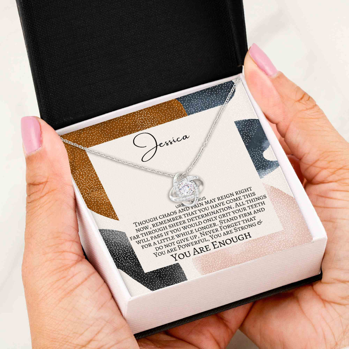 Love Knot Necklace Encouragement Gift - You are Enough Affirmation for Her, Depression Recovery Necklace, Motivation Jewelry, Stay Strong Mental Health Support YWS10 - Urban Nexus Store