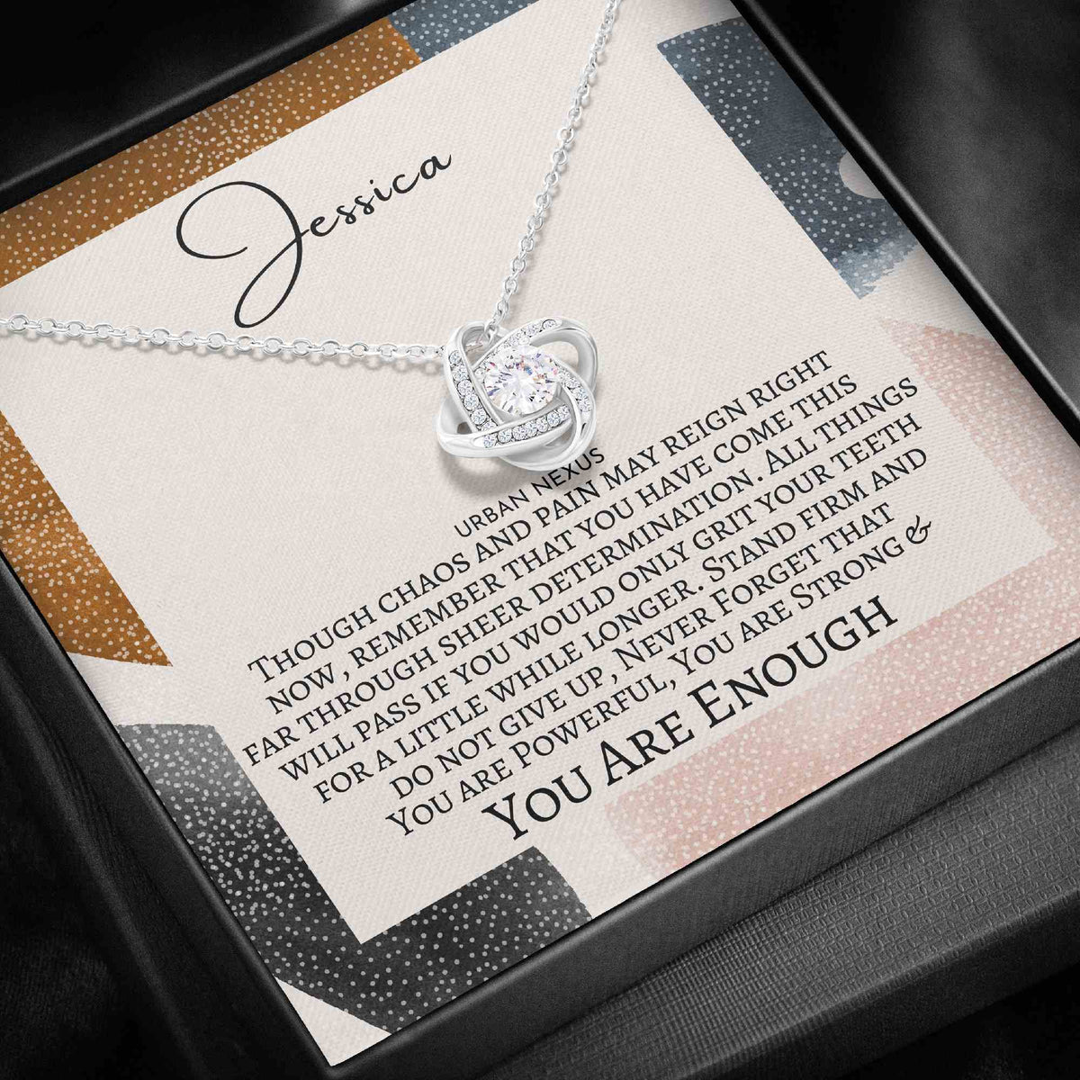 Love Knot Necklace Encouragement Gift - You are Enough Affirmation for Her, Depression Recovery Necklace, Motivation Jewelry, Stay Strong Mental Health Support YWS10 - Urban Nexus Store