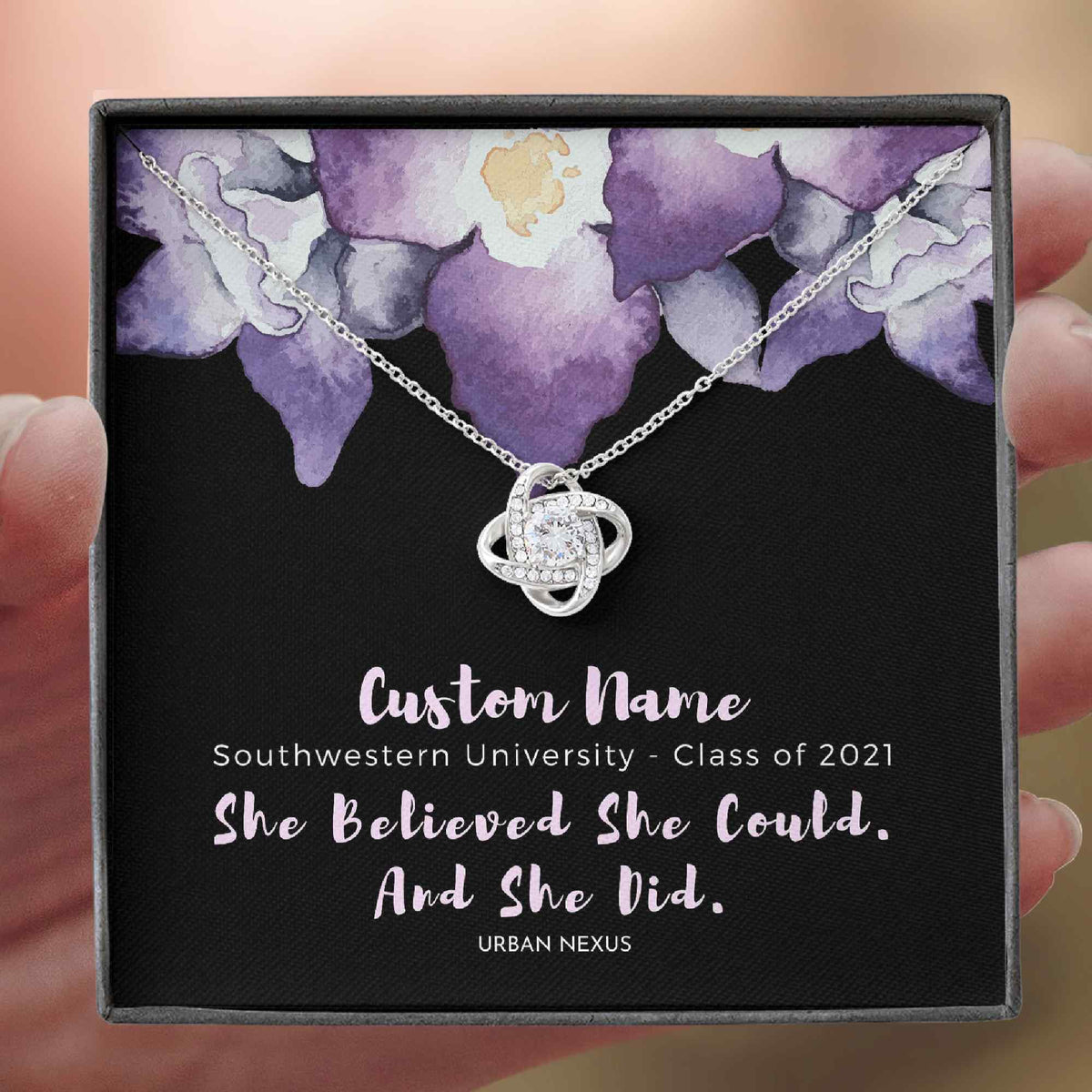 Love Knot Necklace - Personalized Graduation Jewelry Gift for Her 2021 (GRH, GT) - Urban Nexus Store