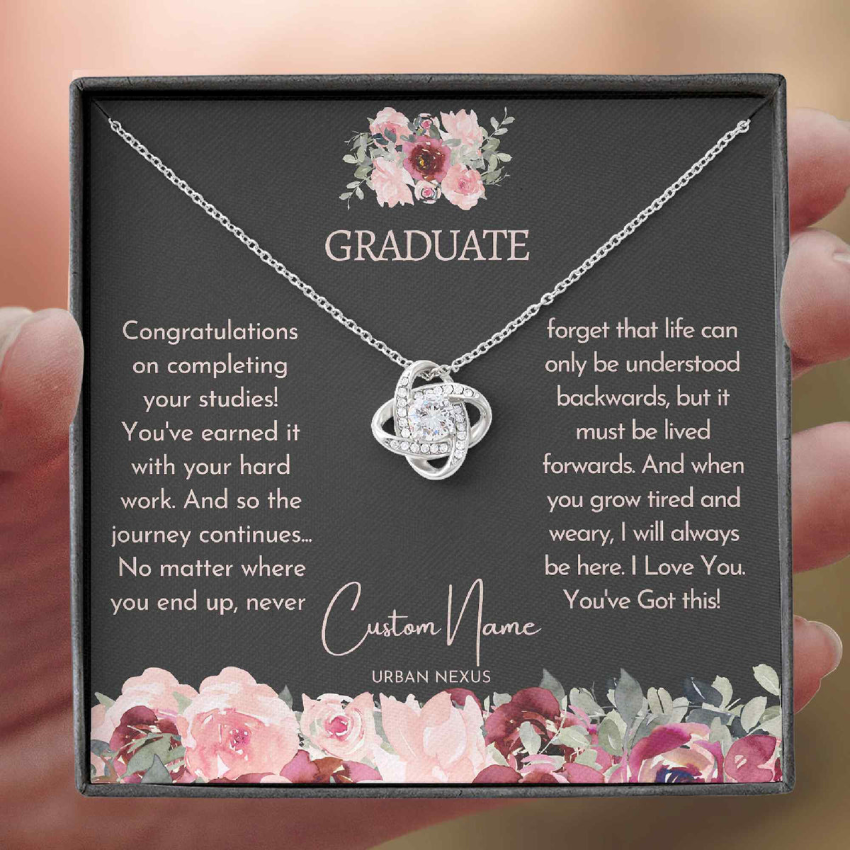 Love Knot Necklace - Personalized Graduation Jewelry Gift for Her 2021 (GRH, GT) - Urban Nexus Store