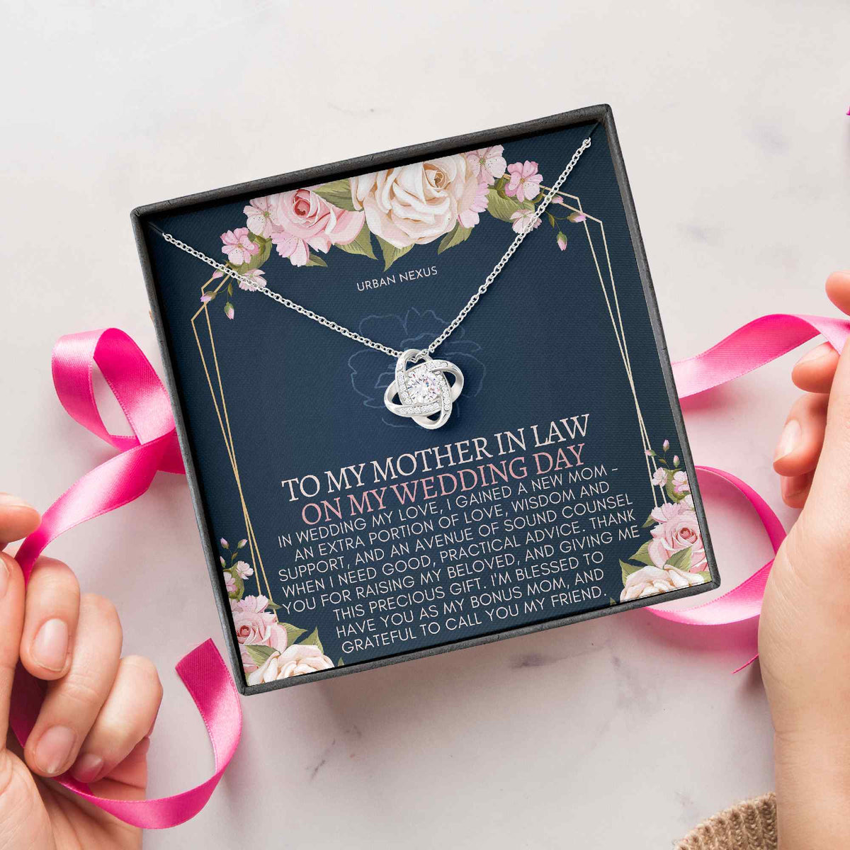 Love Knot Necklace Personalized Mother-in-Law Gift from Bride AD26 - Urban Nexus Store