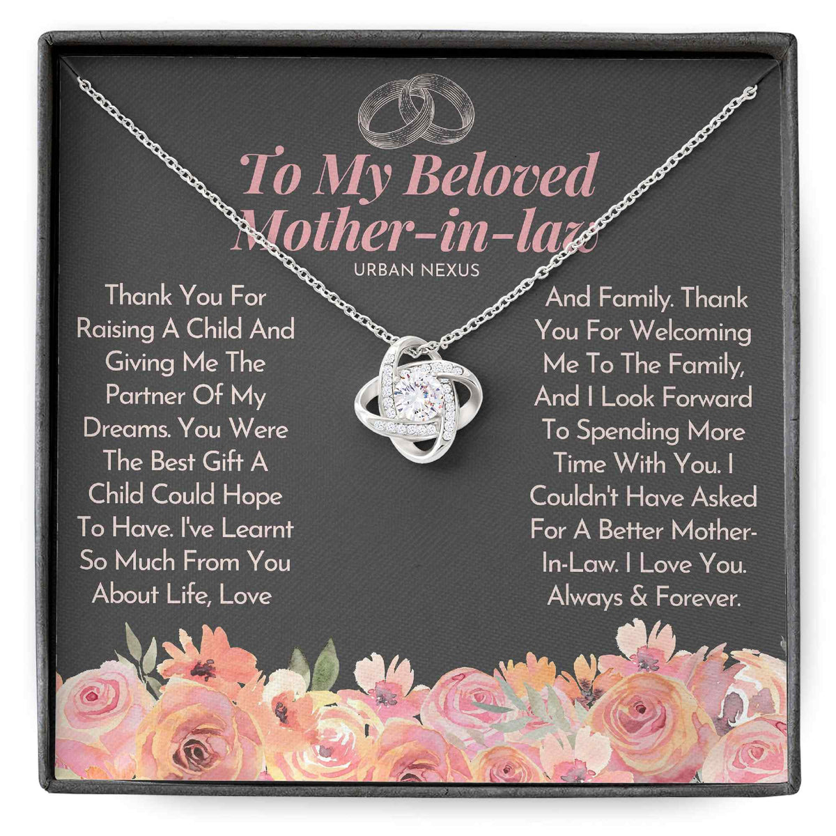 Love Knot Necklace Personalized Mother-in-Law Gift from Daughter-in-law AD27 - Urban Nexus Store