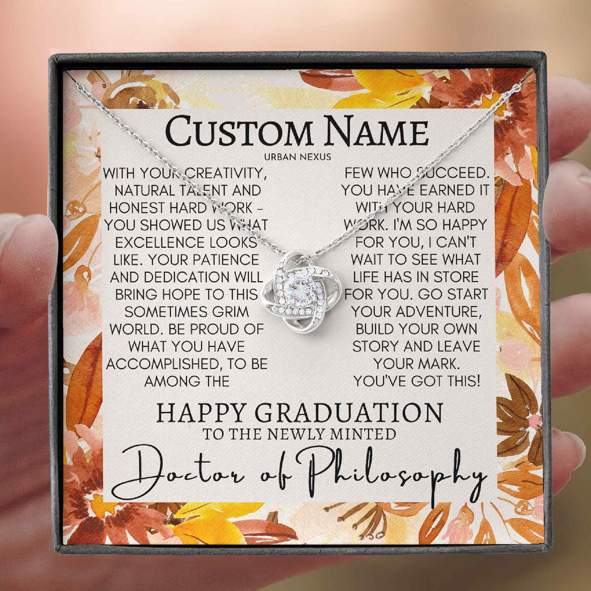 Love Knot Necklace - PHD Graduation Necklace Gift - Urban Nexus Store