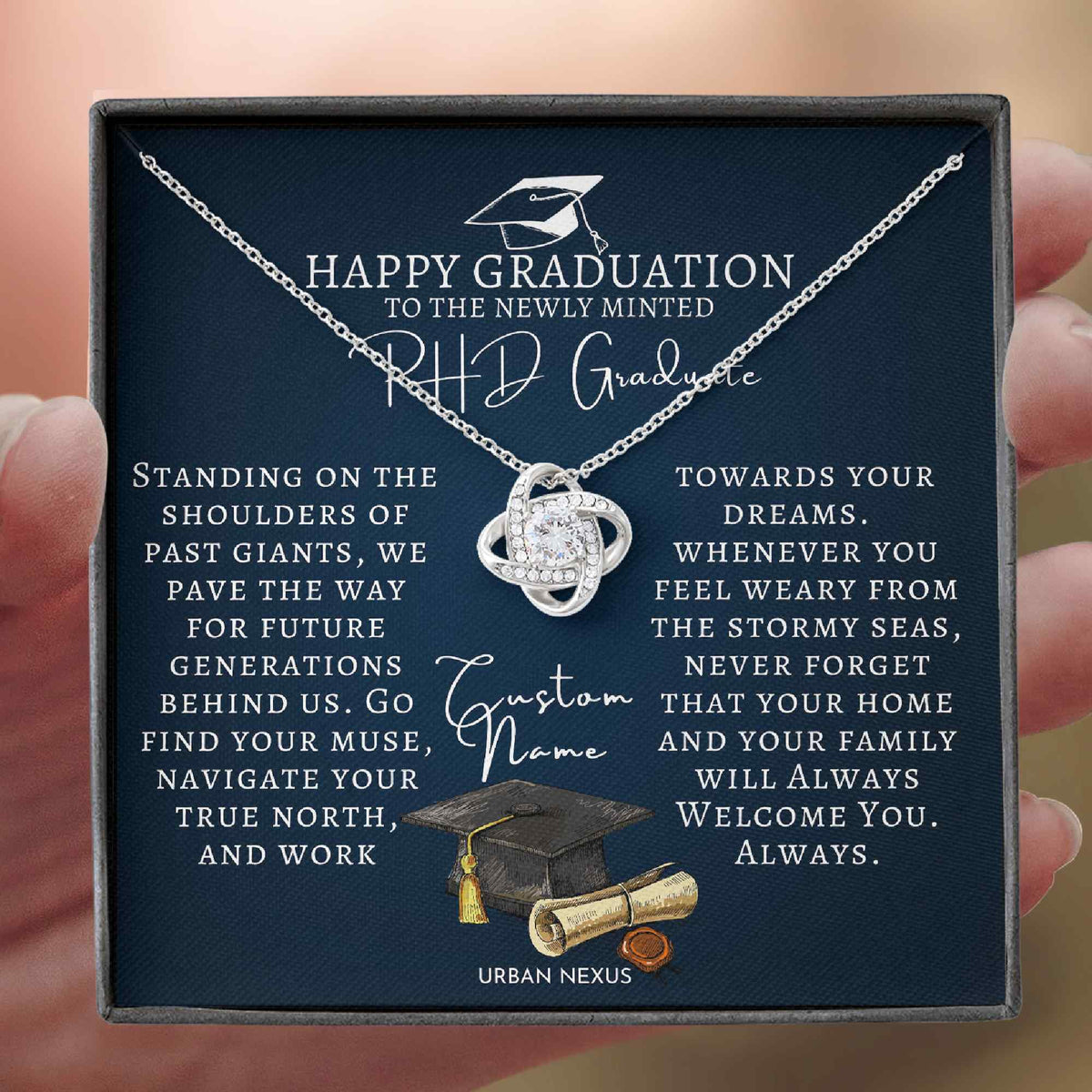 Love Knot Necklace - PHD Graduation Necklace Gift - Urban Nexus Store