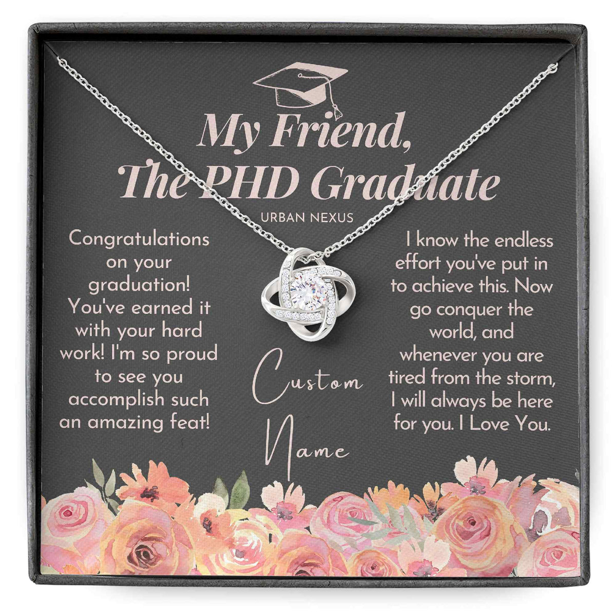 Love Knot Necklace - PHD Graduation Necklace Gift (GT21, GRK1) - Urban Nexus Store