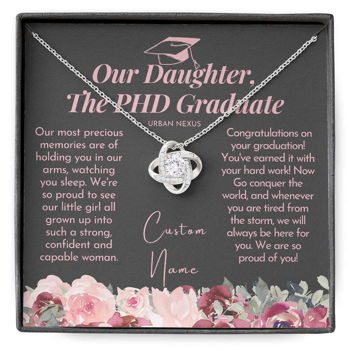 Love Knot Necklace - PHD Graduation Necklace Gift (GT21, GRK1) - Urban Nexus Store