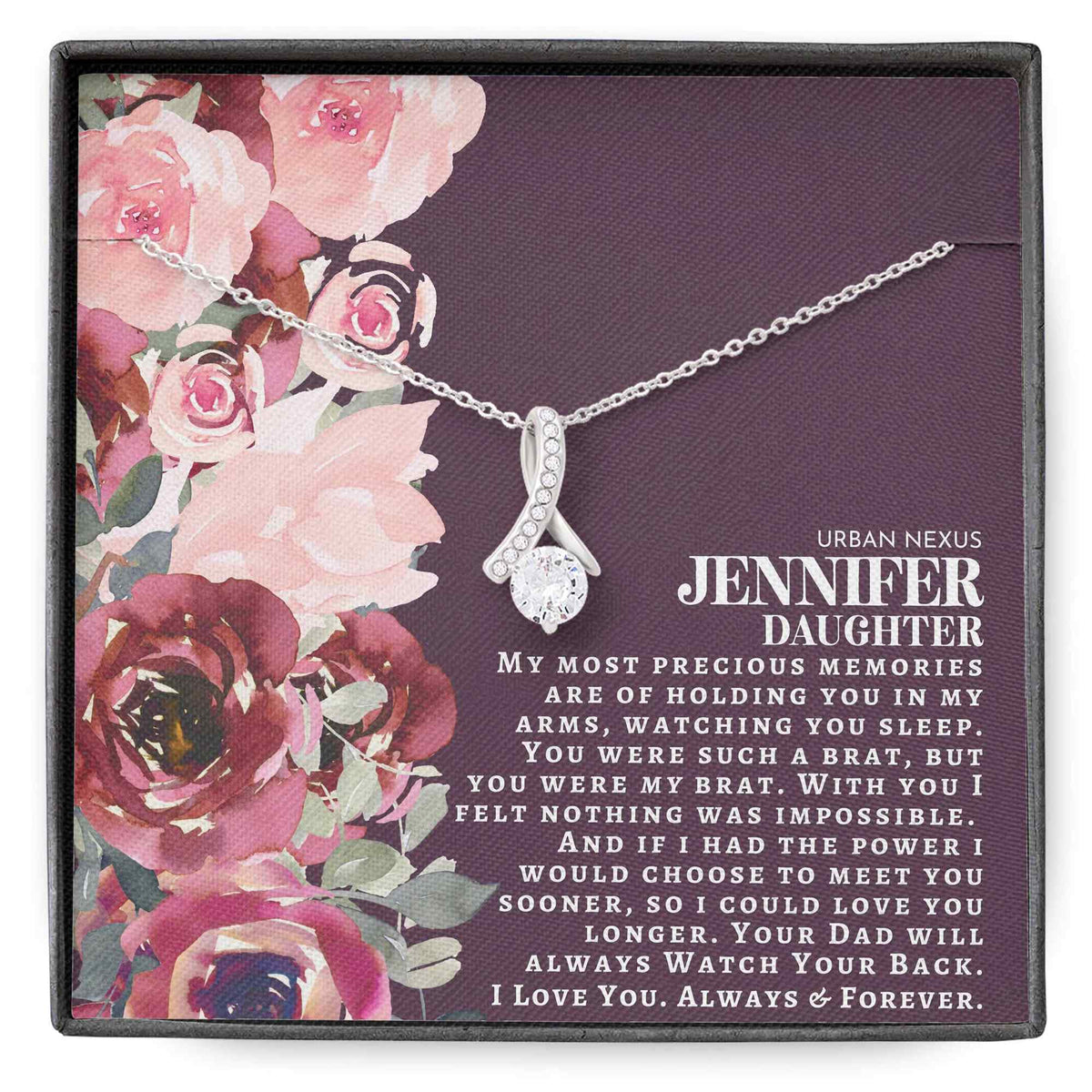 Ribbon Pendant Necklace - Personalized To My Daughter Jewelry Gift from Dad (KDD) - Urban Nexus Store