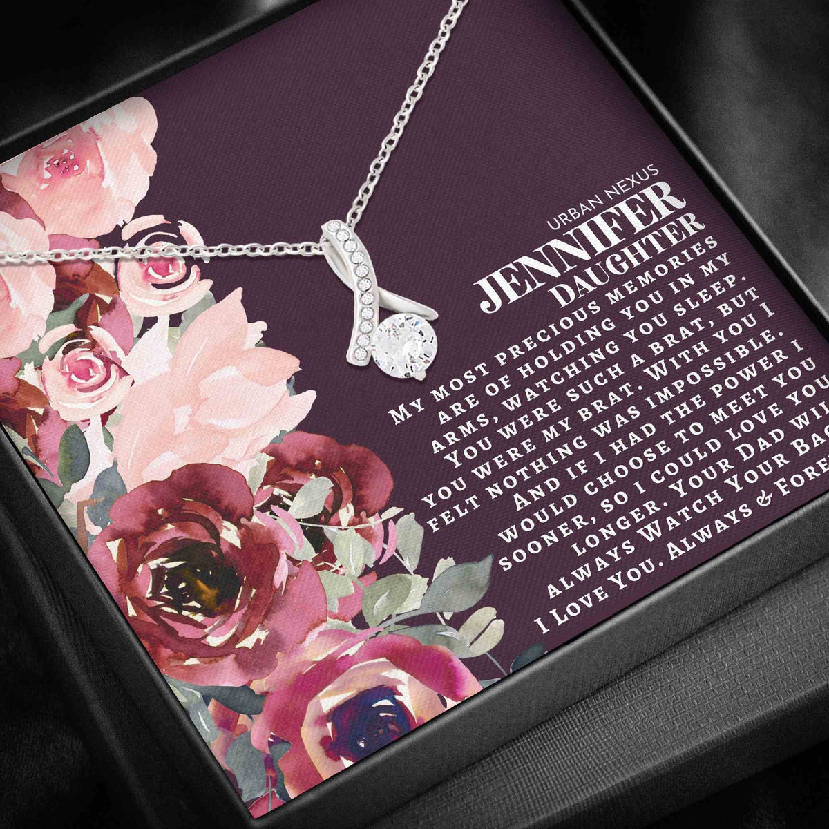 Ribbon Pendant Necklace - Personalized To My Daughter Jewelry Gift from Dad (KDD) - Urban Nexus Store